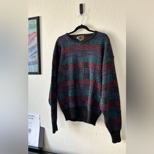 Vintage Boston Traders 100% Pure Wool Striped Crewneck Size L —Made in Hong Kong